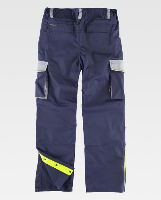 5-Linien-Hose, 3 Farben Elastische Taille, mehrere Taschen, Knieschützer, reflektierende Paspelierung Navy Light Grey