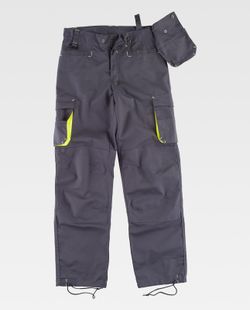 Pantalón multibolsillos con elástico en laterales Gris / Amarillo