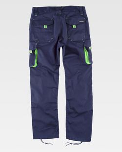 Linie 6 Multi-Pocket-Hose mit Gummizug an den Seiten Navy Fluorescent Green