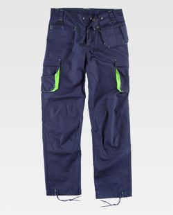 Linie 6 Multi-Pocket-Hose mit Gummizug an den Seiten Navy Fluorescent Green