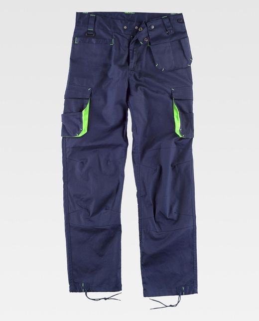 Linie 6 Multi-Pocket-Hose mit Gummizug an den Seiten Navy Fluorescent Green
