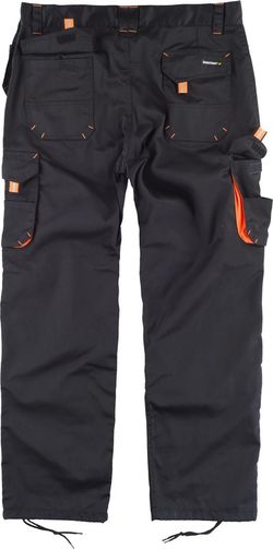 Pantalón multibolsillos con elástico en laterales Negro / Naranja
