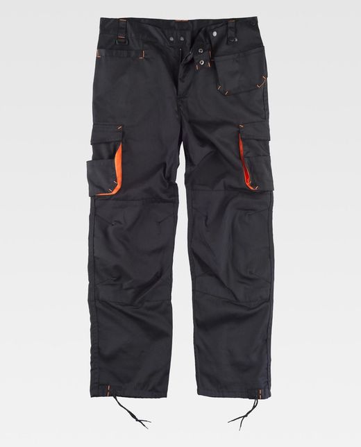 Pantaloni multi-linea Line 6 con elastico sui lati Nero Arancione AV