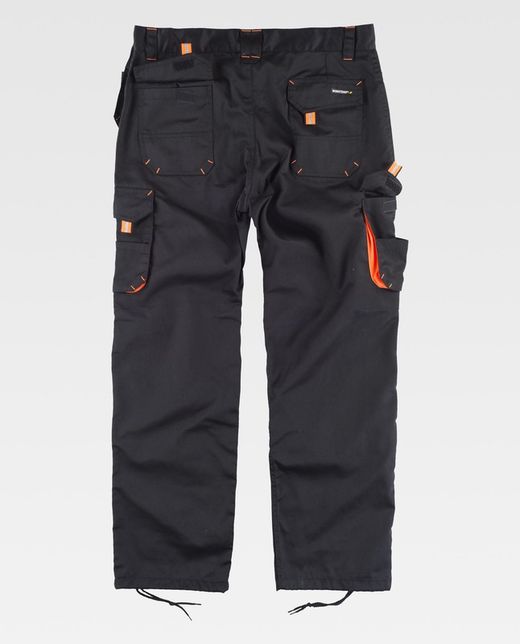 Pantaloni multi-linea Line 6 con elastico sui lati Nero Arancione AV