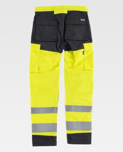 Warnschutzhose mit mehreren Taschen Reflektierende Bänder in verschiedenen Größen EN ISO 20471: 2013 Gelb AV Schwarz