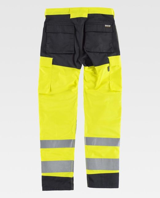Warnschutzhose mit mehreren Taschen Reflektierende Bänder in verschiedenen Größen EN ISO 20471: 2013 Gelb AV Schwarz