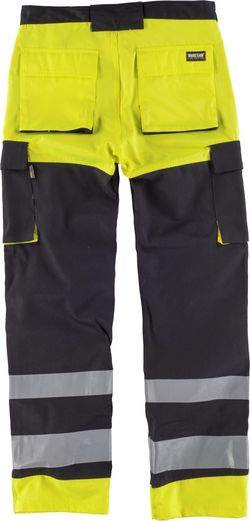 Warnschutzhose mit mehreren Taschen Reflektierende Bänder in verschiedenen Größen Schwarz Gelb AV