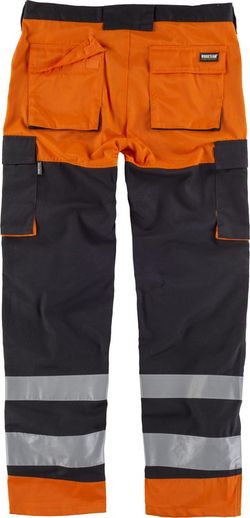 Warnschutzhose mit mehreren Taschen Reflektierende Bänder in verschiedenen Größen Schwarz Orange AV