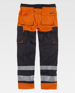 Warnschutzhose mit mehreren Taschen Reflektierende Bänder in verschiedenen Größen Schwarz Orange AV