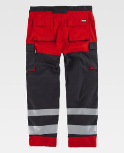 Pantalón multibolsillos alta visibilidad Negro Rojo