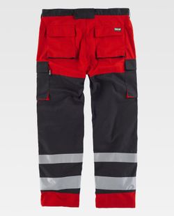 Pantalón multibolsillos alta visibilidad Negro Rojo
