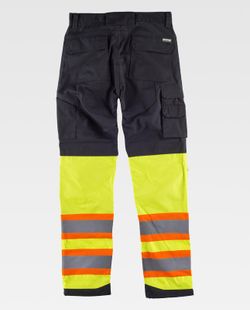 Pantalón multibolsillos combinado alta visibilidad Negro / Amarillo