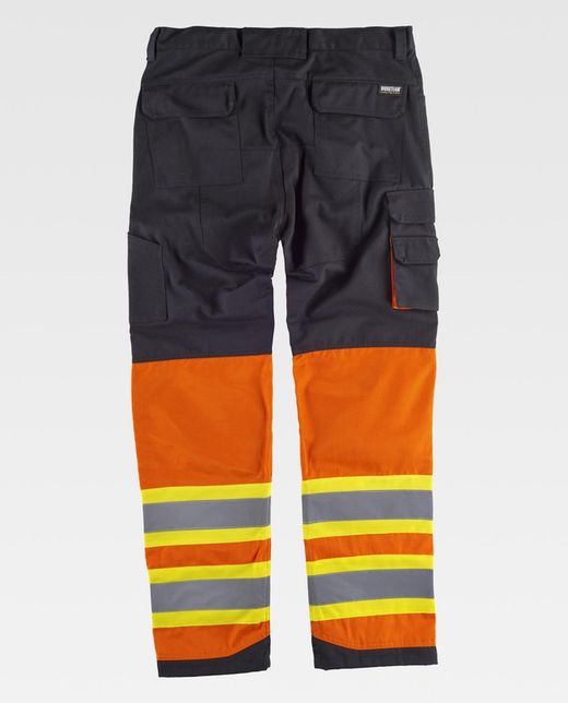 Pantalón multibolsillos combinado alta visibilidad Negro / Naranja