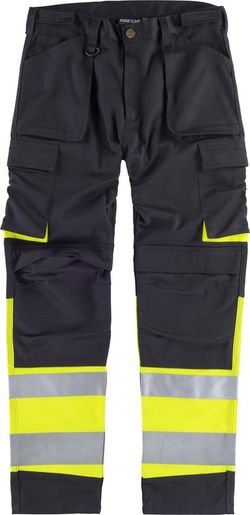 Pantalón multibolsillos combinado alta visibilidad Negro / Amarillo