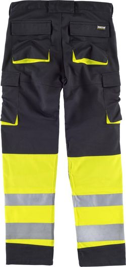 Hochsichtbare kombinierte Hose mit mehreren Taschen Reflektierende Bänder in verschiedenen Größen Schwarz Gelb AV