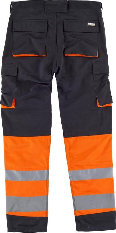 Hochsichtbare kombinierte Hose mit mehreren Taschen Reflektierende Bänder in verschiedenen Größen Schwarz Orange AV