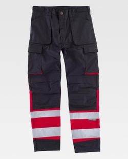 Pantalón multibolsillos Negro / Rojo