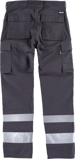 Hose mit mehreren Taschen und reflektierenden Bändern in verschiedenen Größen Grau