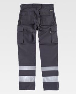 Hose mit mehreren Taschen und reflektierenden Bändern in verschiedenen Größen Grau