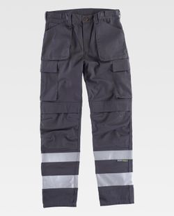 Hose mit mehreren Taschen und reflektierenden Bändern in verschiedenen Größen Grau