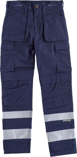 Pantalón multibolsillos con cintas reflectantes Marino