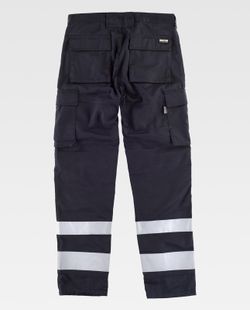 Pantalón multibolsillos con cintas reflectantes Negro