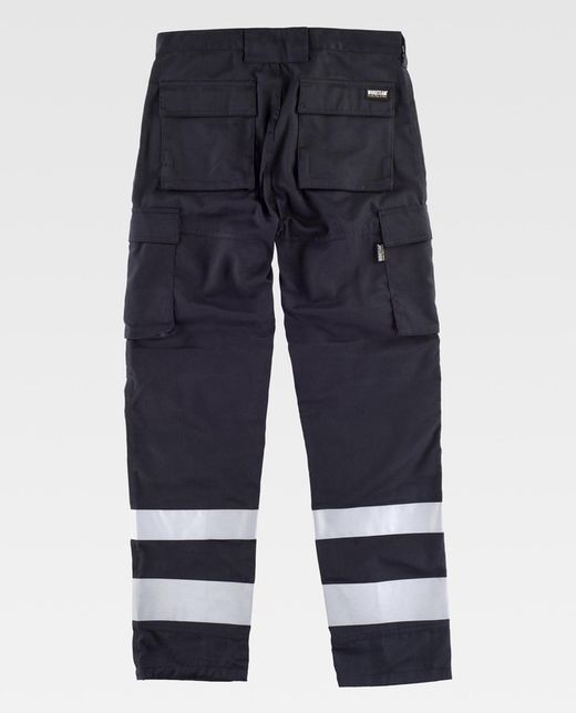 Pantalón multibolsillos con cintas reflectantes Negro