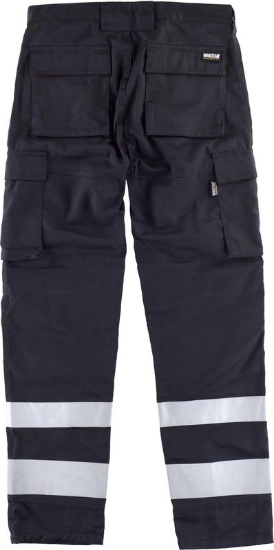 Pantalón multibolsillos con cintas reflectantes Negro