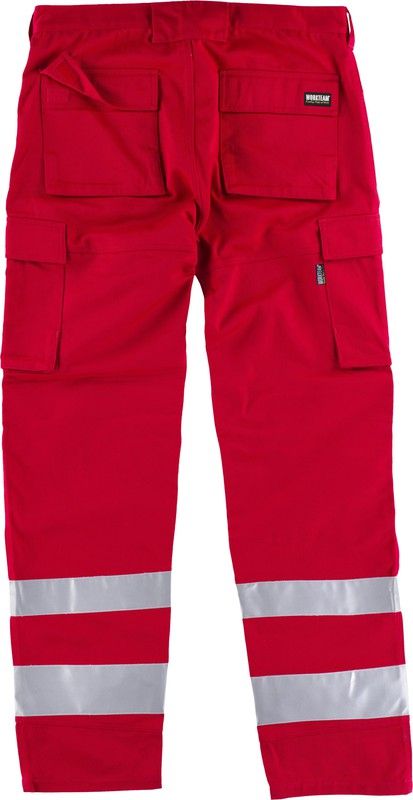 Hose mit mehreren Taschen und reflektierenden Bändern in verschiedenen Größen Rot