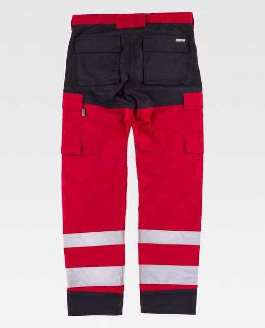 Hose mit mehreren Taschen und reflektierenden Bändern Rot Schwarz