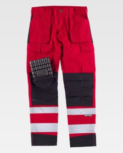 Hose mit mehreren Taschen und reflektierenden Bändern Rot Schwarz