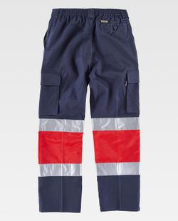 Pantalón multibolsillos con dos cintas de alta visibilidad Marino Rojo