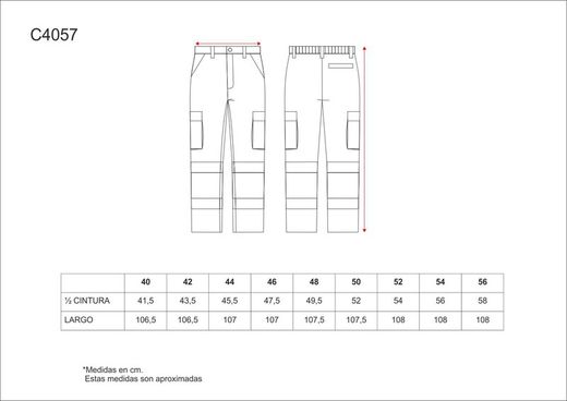 Pantalón multibolsillos con dos cintas de alta visibilidad Marino Rojo