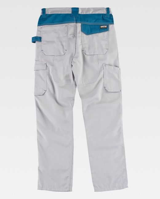 Hose mit mehreren Taschen und Verstärkung am Kragen Hellgrau / Stewardess