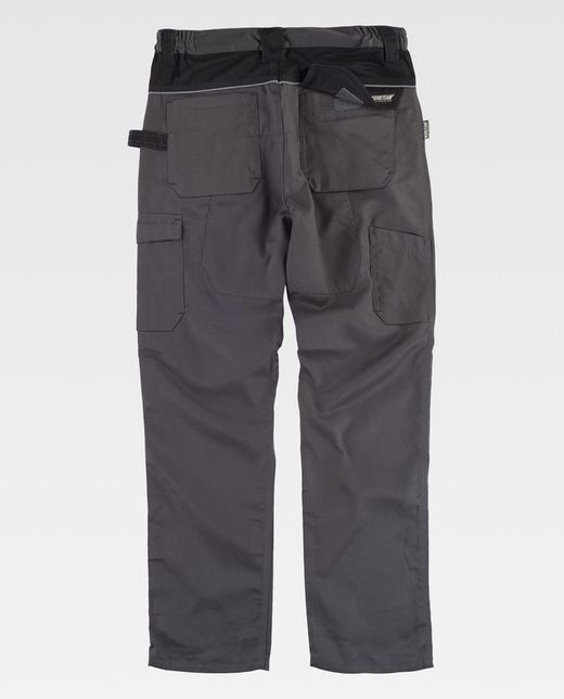 Hose mit mehreren Taschen und Zwickel im Kragen Dunkelgrau Schwarz