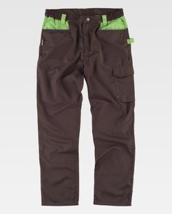 Hose mit mehreren Taschen und Verstärkung am Kragen Brown Green Lime