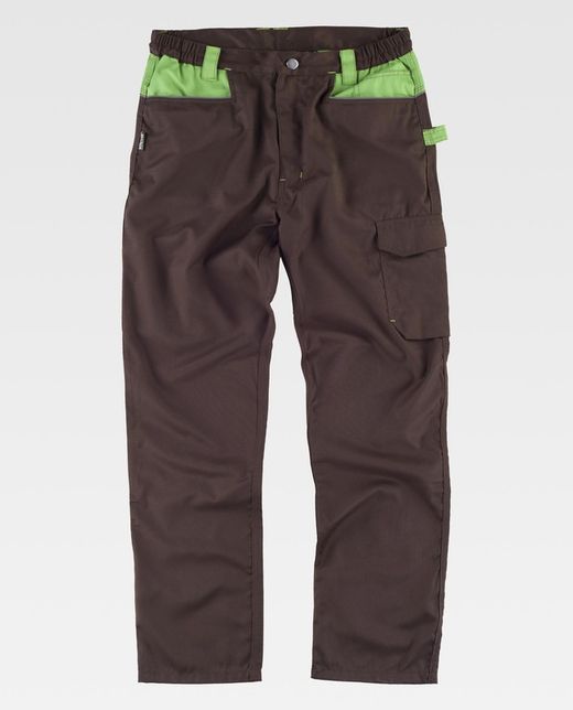Hose mit mehreren Taschen und Verstärkung am Kragen Brown Green Lime