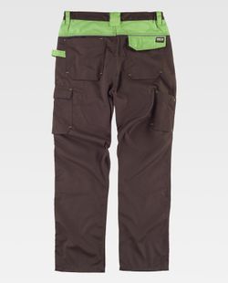 Hose mit mehreren Taschen und Verstärkung am Kragen Brown Green Lime
