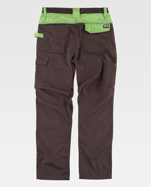 Hose mit mehreren Taschen und Verstärkung am Kragen Brown Green Lime