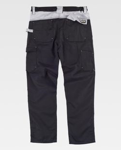 Hose mit mehreren Taschen und Zwickel im Kragen Schwarz / Hellgrau
