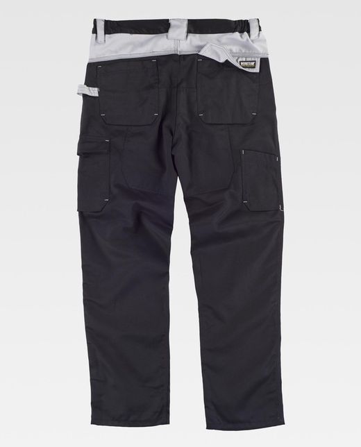 Hose mit mehreren Taschen und Zwickel im Kragen Schwarz / Hellgrau