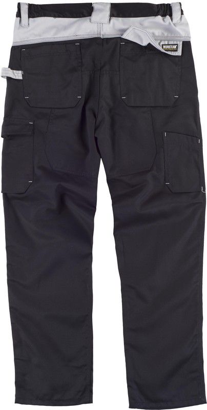 Hose mit mehreren Taschen und Zwickel im Kragen Schwarz / Hellgrau