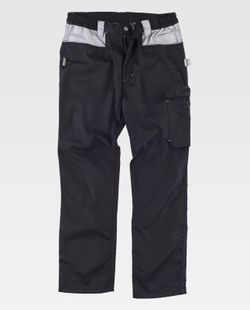 Hose mit mehreren Taschen und Zwickel im Kragen Schwarz / Hellgrau