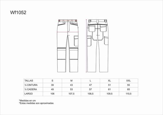 Hose mit mehreren Taschen, Verstärkung an der Unterseite und kontrastierenden Knieschützern Hellgrau Schwarz