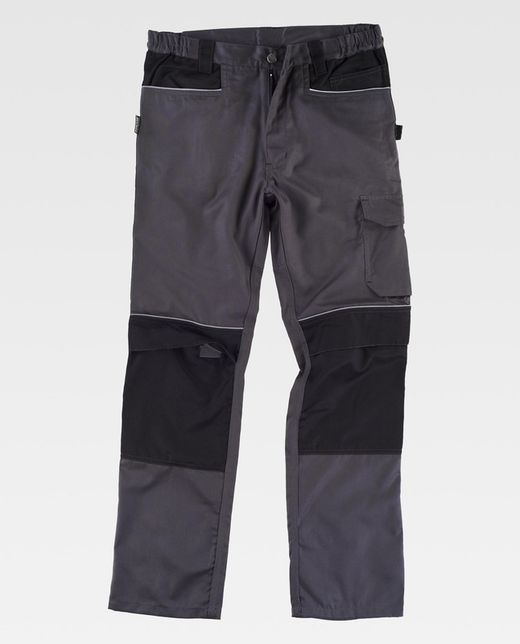 Multi-pocket trousers, with reinforced collar and contrast knee pads Dark Gray Black