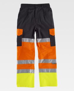 Pantalón multibolsillos de alta visibilidad Negro Naranja / Amarillo
