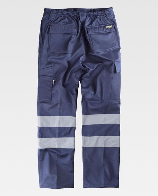 Multi-Pocket-Hose mit Fleece-Stoff innen, 2 reflektierende Bänder Navy