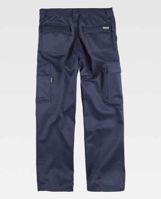 Multi-pocket trousers with fleece fabric in Navy interior