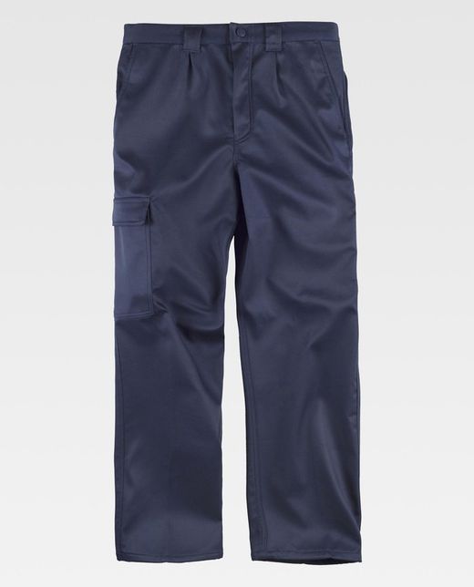 Multi-pocket trousers with fleece fabric in Navy interior