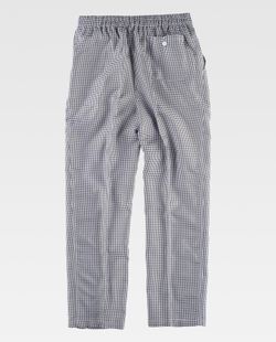 Pantalón pata de gallo cintura elástica con bragueta y botón Blanco / Negro